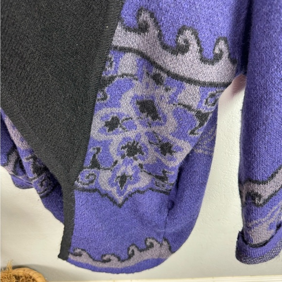 Vintage 60s Wool Pendleton Purple Black Drape Open Cardigan - Picture 6 of 10